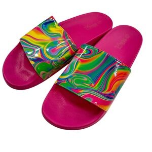 Rouge Women’s Neon, Tie Dye Slides, Slip-On Pool, Swim, Beach Shoes, Size 11